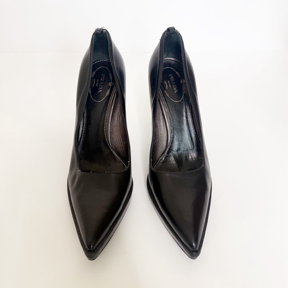 Prada Black Pointed Toe Platform Heels 37.5 - Picture 2 of 11